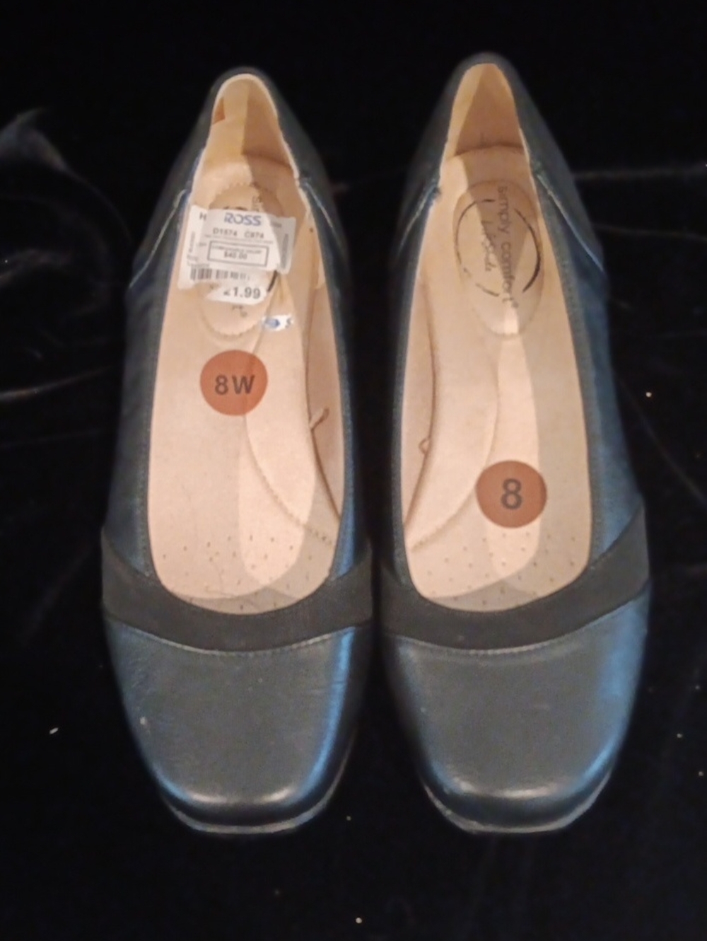 Comfort Stretch Black Square-Toe Slip-On Flats